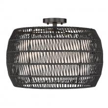  6805-4SF BLK-MBR - Everly 4 Light Semi-Flush in Matte Black with Modern Black Rattan Shade